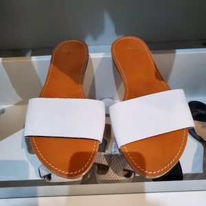 J.crew leather white minimalist slides slippers shoes size 6